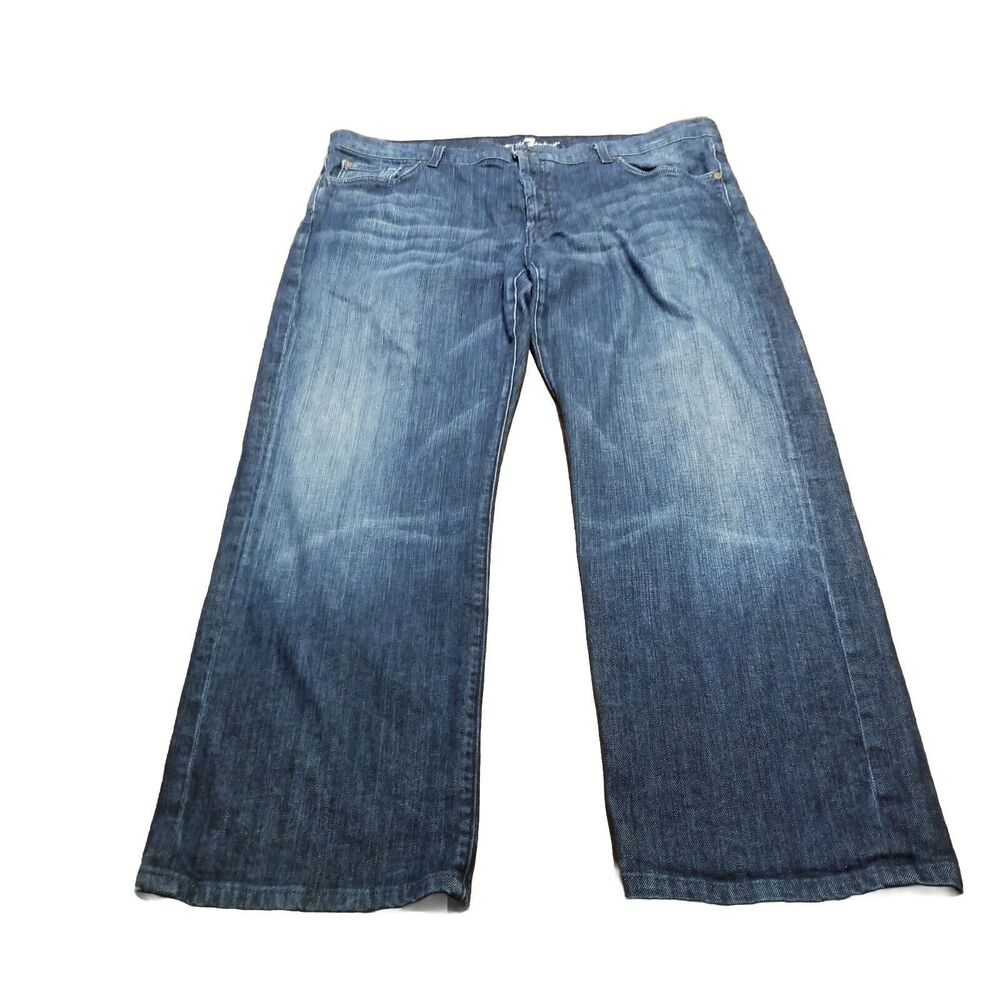 7 For All Mankind Jeans Men 40 Relaxed Dark Denim Button Fly Made In USA (41x30)